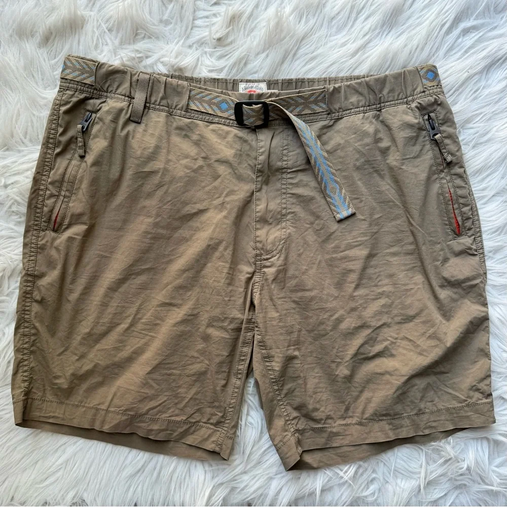 Faherty Rockpoint Belted Cotton-Blend Shell Hybrid Shorts Tan Brown XL